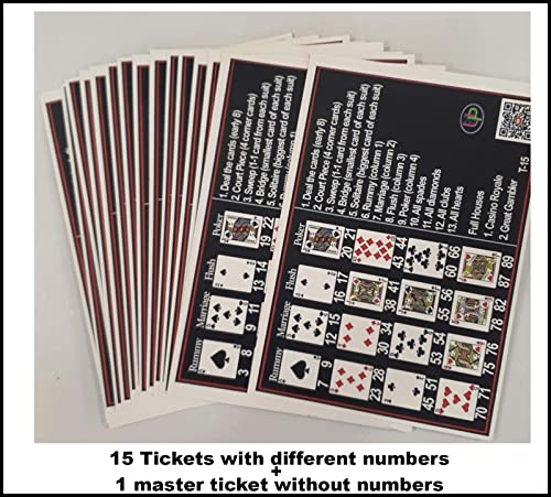 Image of Casino Theme Tambola Tickets | Night Theme Housie Tambola Themed Bingo Game| Kitty Party Theme Housie Tickets | English | for Family & Friends (Set of 15 Tickets)