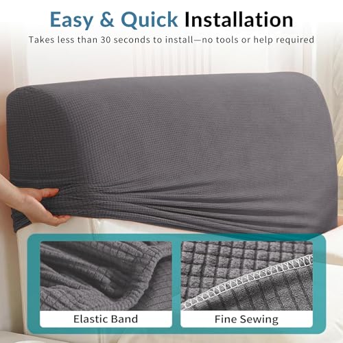 Image of Cotton Blend Moisture Wicking Bed Headboard Cover For King Size, Snug Fit Head Board Covers For Beds, Breathable And Washable Double Bed Back Cover, Universal Fit Headboard Slipcover (Grey)