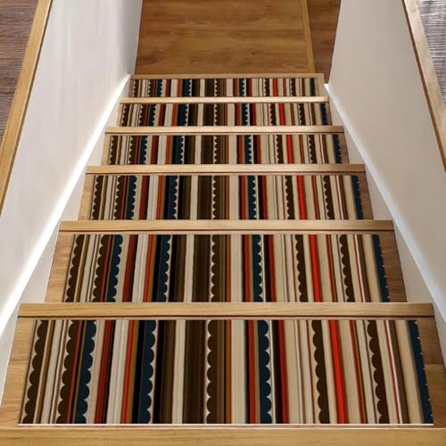 Alfombras de escalera a rayas vintage para proteger tu hogar y escalones de madera 2
