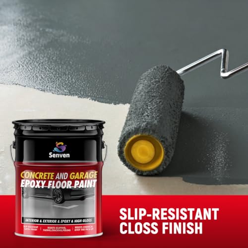 Pintura Epóxica para Piso SENVEN 512oz, Autonivelante para Concreto y Garage, Alto Brillo Gris Oscuro, Interior miniatura 6