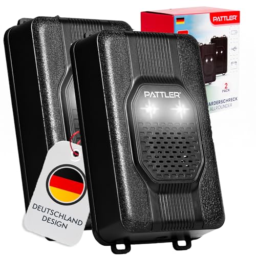 PATTLER® Anti Rongeur avec lumière | Repulsif Ultrason Anti Loir et Anti Martre | Anti Martre Voiture avec Alimentation par Batterie de Voiture 12V, Piles AA...