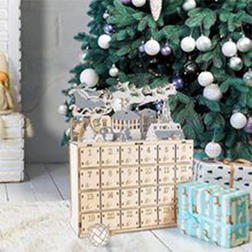 Calendrier de l'Avent en bois avec tiroirs, le cadeau de Noël idéal
