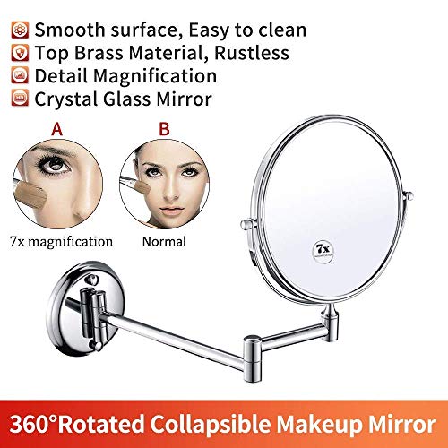 Miroir de maquillage double face 7X extensible et réglable pour rasage précis - 3