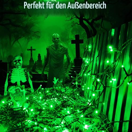 FFZZKJ Halloween Lichterkette Batterie Insgesamt 100LED 10M mit Timer 8 Modi Wasserdicht Lichterkette Außen Innen 50LED*2 5M*2 für… – Ansicht 5