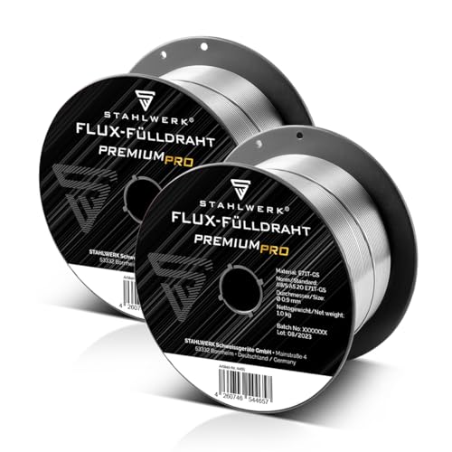 STAHLWERK FLUX Fülldraht Ø 0,9 mm 2er Set E71T-GS – je 1 kg...