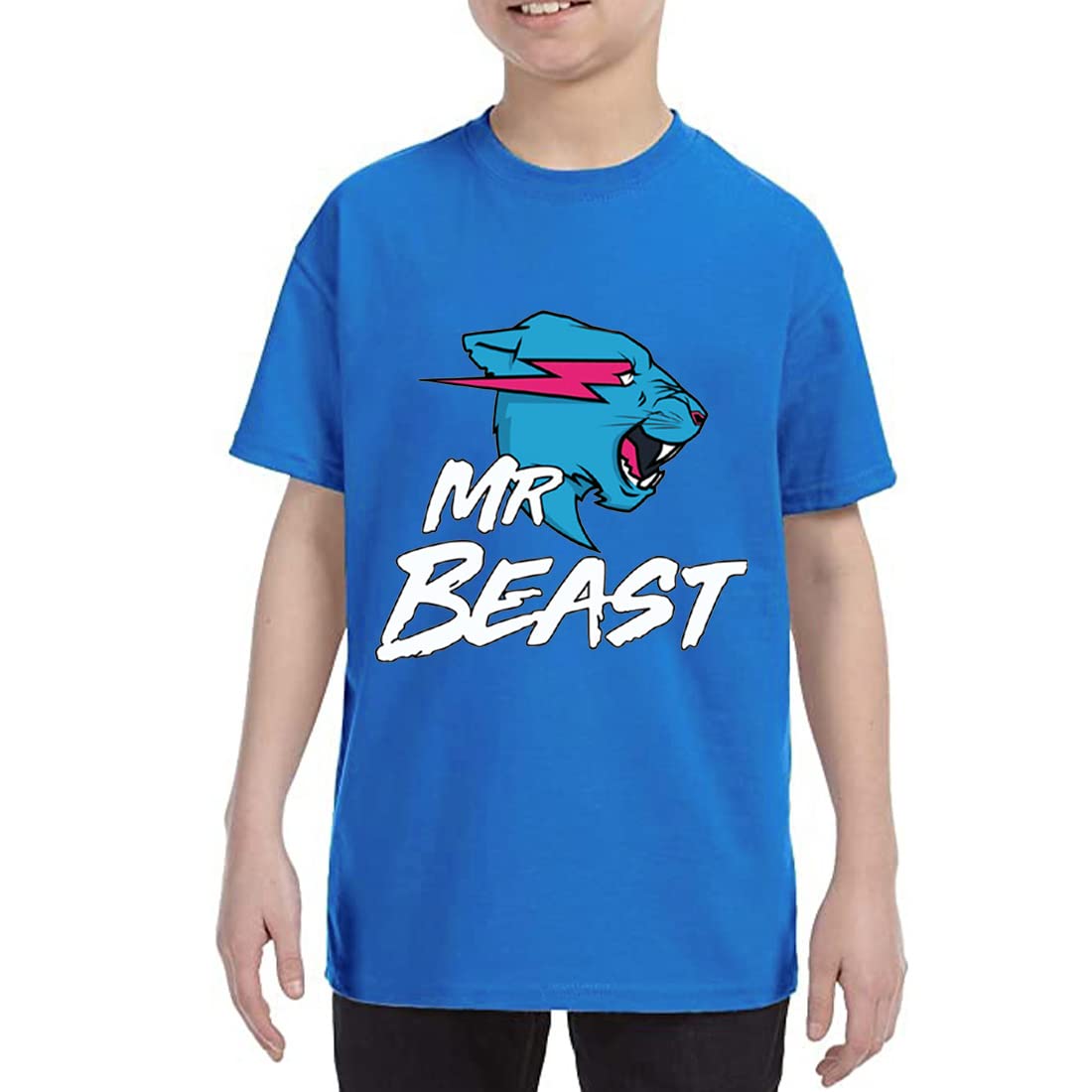 DelanhonKids Boys Famous Youtuber Gamer Esprots Logo Lightning Cat Print Tshirt Girls Summer 100% Cotton Top tees
