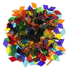 LOSA 250 Pieces Rhombus Shape Mixed Color Clear Glass Mosaic Tiles Tessera for Mosaic Making Crafts Supplies 11mm