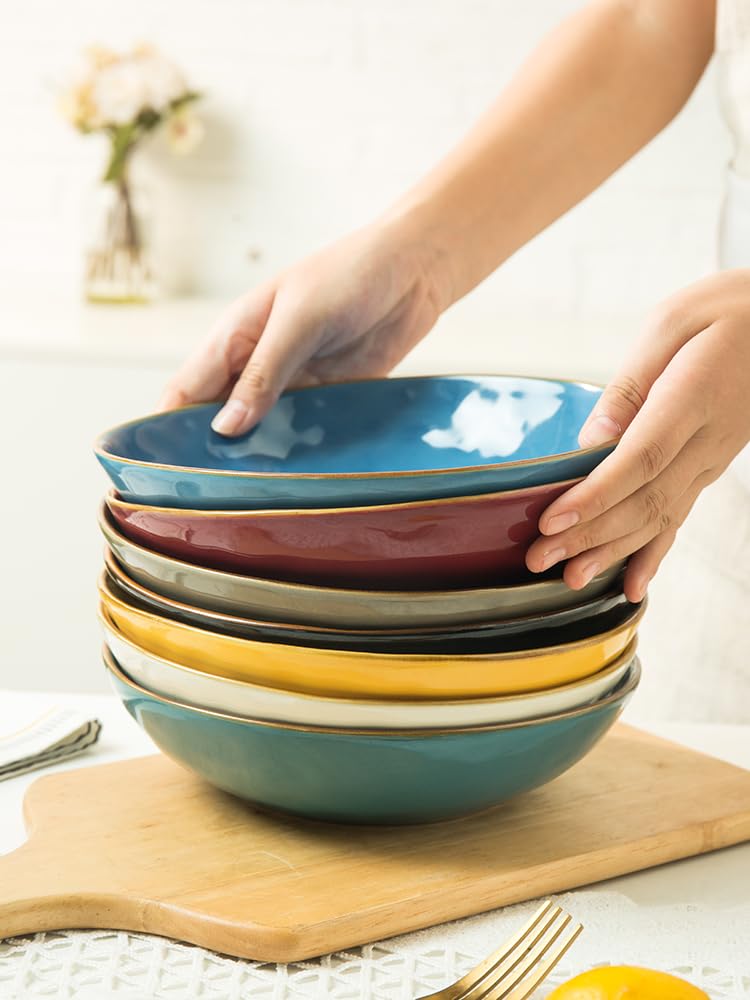 Talerze obiadowe Kreatywne ceramiczne miski w stylu skandynawskim do użytku domowego, odpowiednie do misek na zupę, miseczki na makaron, miski na warzywa, miski do sałatek owocowych, zastawa stołowa