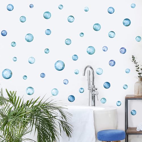 Vinilos decorativos burbujas azules para pared, tema marino miniatura 6