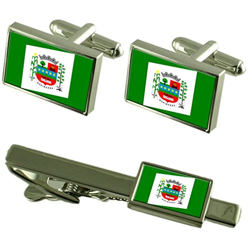 Gemelos de la bandera de Queimados y pasador premium con estuche