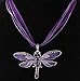 AKOAK Fashion Creative Bohemian Jewelry Ethnic Multi-layer Chain Colorful Enamel Dragonfly Pendant Necklace（Purple）