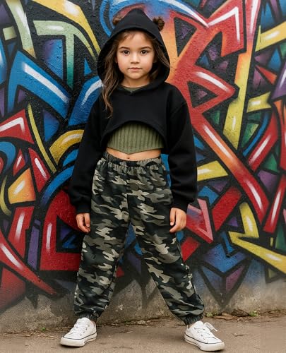 Girls Clothing Sets 3 Piece Outfits,Long Sleeve Hoodie Tank Sweatpants Outfits Sportwear Sweatsuits for Kids 8-12 Y2