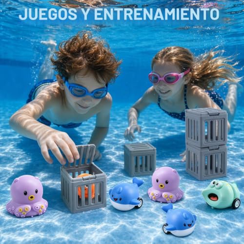 Miniatura 3 de Lunule Set De 3 Juguetes De Buceo Para Niños Para Rescates Acuáticos,Juguetes De Buceo Para Piscina Con Animales Flotantes Y Jaula De Lastre,Set De Juguetes De Buceo Para Piscina