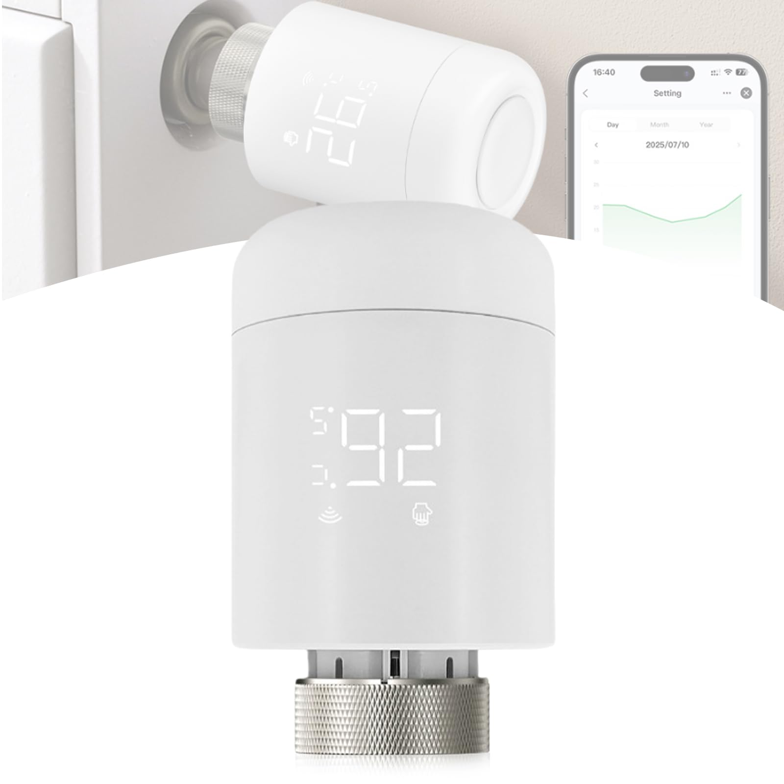 Termostato inteligente para radiador, termostato wifi, regulador de calefacción, termostato con aplicación de control y control por voz, termostato programable compatible con Tuya/Alexa APP/Google