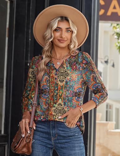 Zeagoo Long Sleeve Shirts for Women Casual V Neck Fall Tops Summer Blouses - Image 4