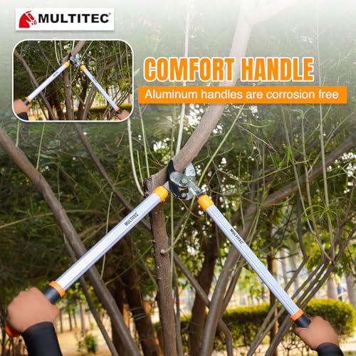 Image of MULTITEC AL-22 Heavy Duty Anvil Lopper | Tree Branch Cutter for Dry, Hard & Dead Wood | Carbon Steel Blade Garden Pruning Tool with Lightweight Aluminium Handles | Manual Tree Pruner