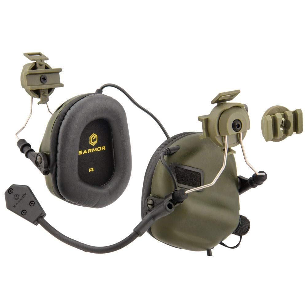 Earmor Helm Headset M32H mit NRR 22 Schallschutz, voll verstellbar - Olive [M32H-FG]
