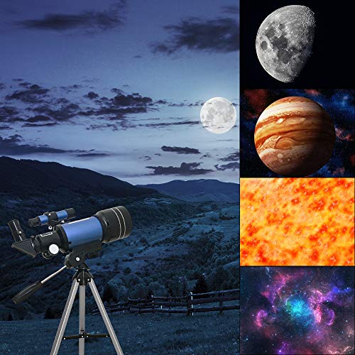 ToyerBee Telescope for Kids&Beginners, 70mm Aperture 300mm Astronomical Refractor Telescope(15X-150X), Portable Travel Telescope for Adult with A Finder Scope, A Phone Adapter& A Wireless Remote - Thumbnail 4