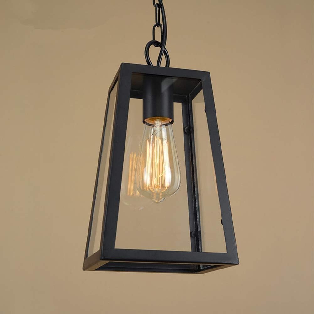 Lámpara colgante Lámpara colgante de exterior Negro Retro IP44 Techo Vintage Hierro industrial + Vidrio Lámpara de pared Impermeable Pabellón impermeable Villa Loft Araña Lámpara de exterior