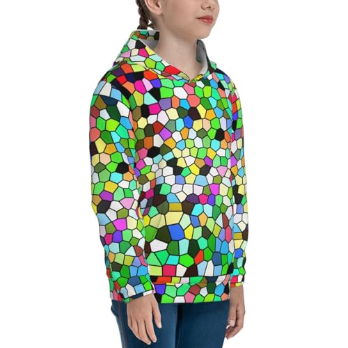 Colorful Tie Dye Stained Glass Kids Pullover Hoodies Boys Sweatshirts Girls Athletic Clothes with Pocket3