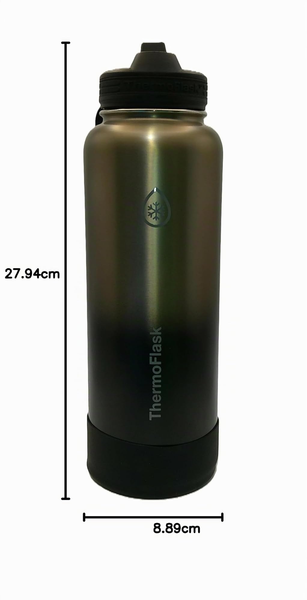 ThermoFlask Botella de agua de acero inoxidable, 40 onzas, paquete de 2 (plateado/azul cepillado)