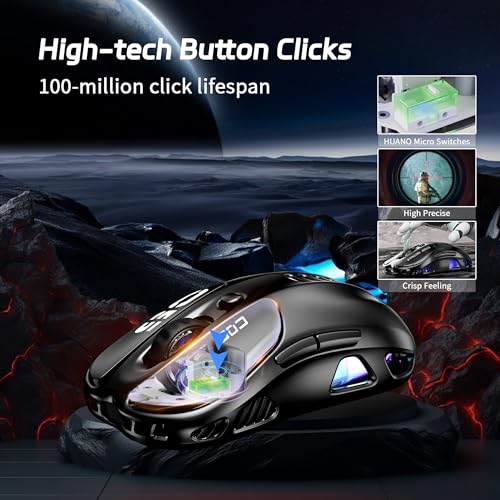 Image of Uciefy Z05 Wireless Gaming Mouse, Tri-Mode 2.4G /Blutooth /USB-C Wired Mouse,6 Programmable Buttons, 12000 DPI Optical Sensor, 16.8M RGB Backlit, Ergonomic Gaming Mouse for Mac, Laptop, PC (Black)