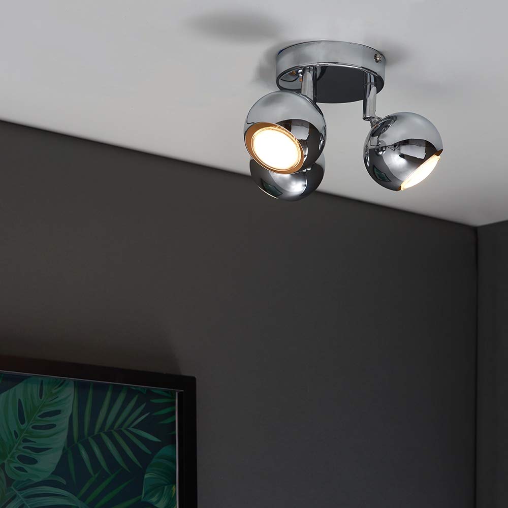 MiniSun | Mini Retro 3 Way Eyeball Chrome Spotlight | Ceiling Spots, Home Décor & Improvement Essential - View #7