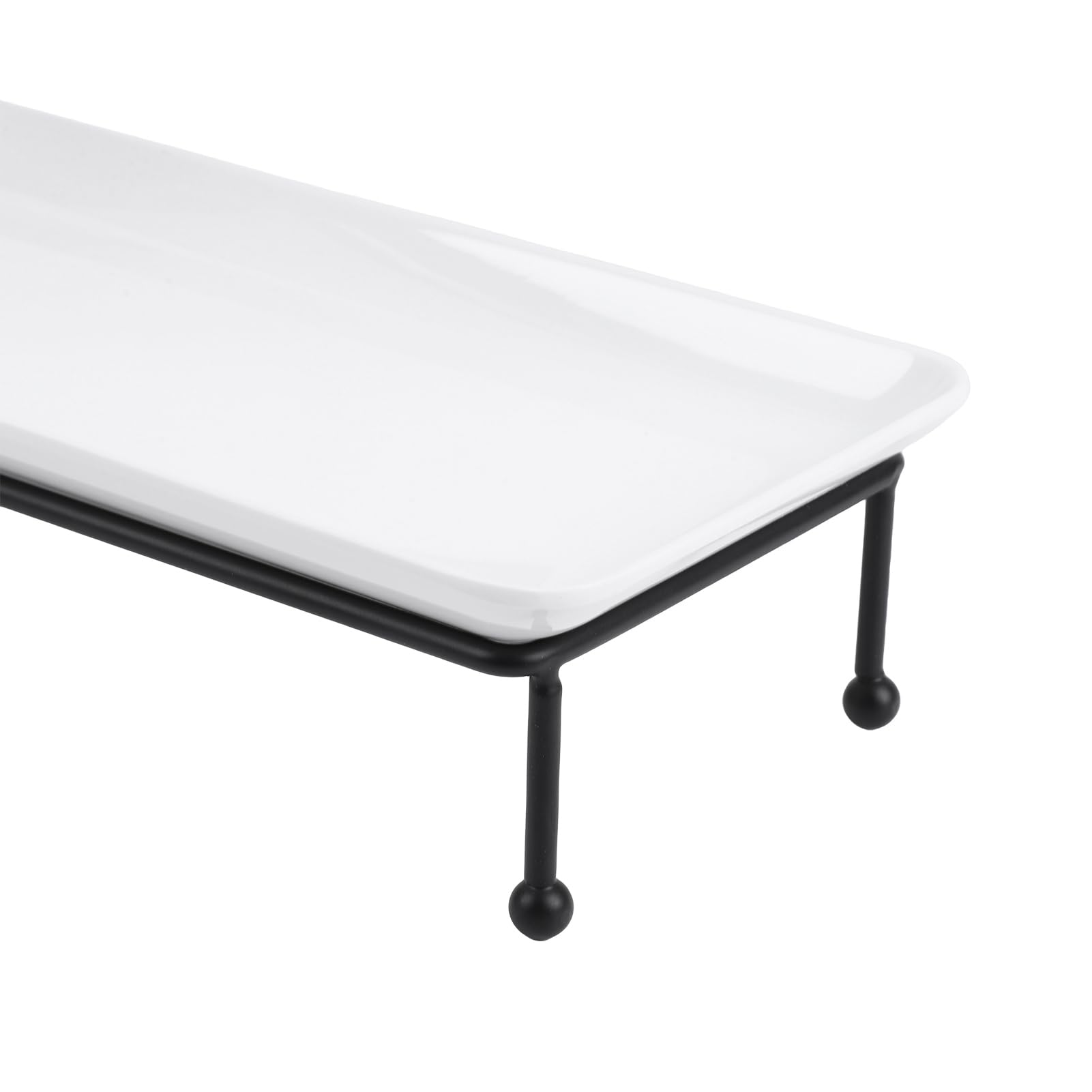 TOPINCN Soporte de Bandeja Grande con Niveles, Bandeja para Servir de 3 Niveles, Juego de Horneado de Porcelana con Soporte para Servir, Servidor de Buffet, Exhibición de Alimentos para (Black)