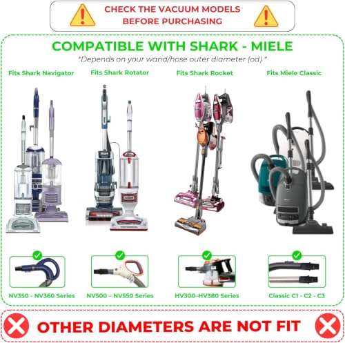 Image of For Shark Navigator NV360 NV350 NV351 NV352, Rocket HV301 HV322 HV371 & Rotator NV500 Series - Vacuum Cleaner Attachments for Hard To Reach Areas, Dryer Vent Cleaner Attachment for Miele Vacuums