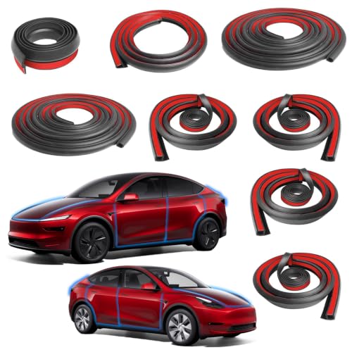 Upgraded Rubber Seal Strip for Tesla Model Y 2020-2026 & Juniper Full Vehicle Weather Stripping Kit Soundproof Noise Reduction Door Seal Self-Adhesive EPDM Rubber Interior Accessories