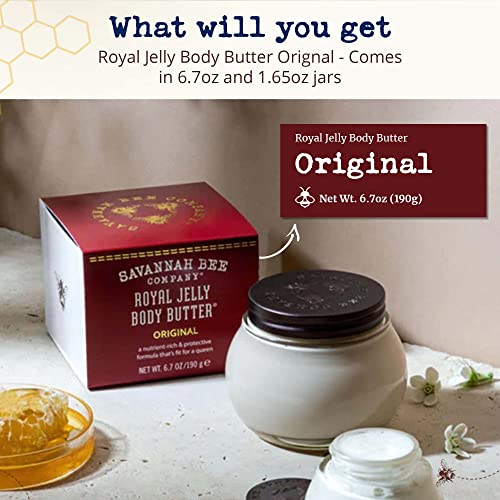 Savannah Bee Company Ultra-Rich Royal Jelly Body Butter Original Formula Set: Deeply Moisturizes, Nourish & Revitalize Skin with Sweet Fragrance of Blackberries & Velvety Vanilla (6.7 Oz & 1.65 Oz)