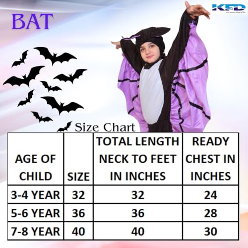 Image of Kaku Fancy Dresses Bat Bird Costume for Kids - Black - Purple, 3-4 Years | for Boys