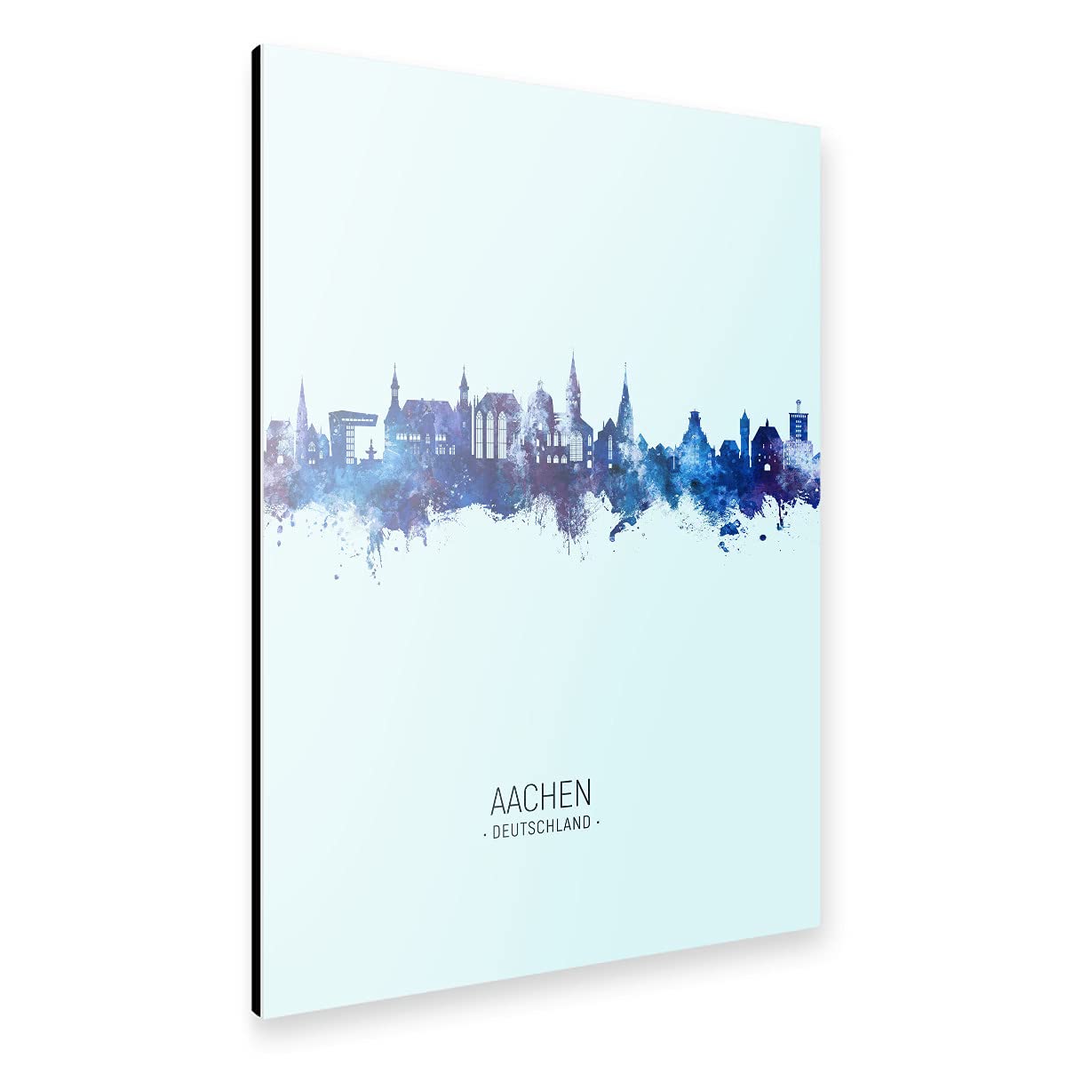 artboxONE Alu-Print 90x60 cm Aachen Germany Skyline Dark Blue von Künstler Michael Tompsett
