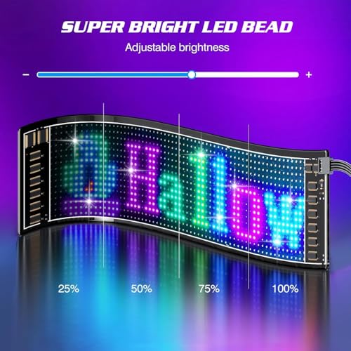 Image of UBH14''x4'' Pre-Made Animations & Customizable Text Led Sticker Car Window, Bluetooth APP Control Scrolling, Custom, Flexible Led Matrix Panel for Car Store Hotel ( size - 35*10 cm ) ( 14 x 4 inch)