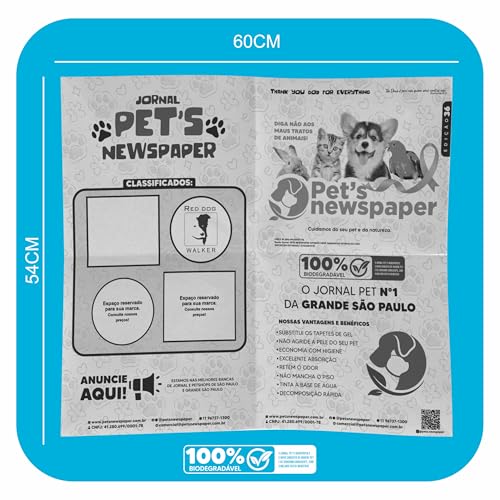 Jornal Pet's, Jornal para Animais de Estimação, Folhas Grandes. (1000)