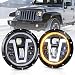 MOVOTOR Jeep Wrangler Headlights Halo 7 inch LED with Amber Turn Signal Lights V Type White DRL Hi Lo Beam for JK CJ TJ JKU Hummer H1 H2