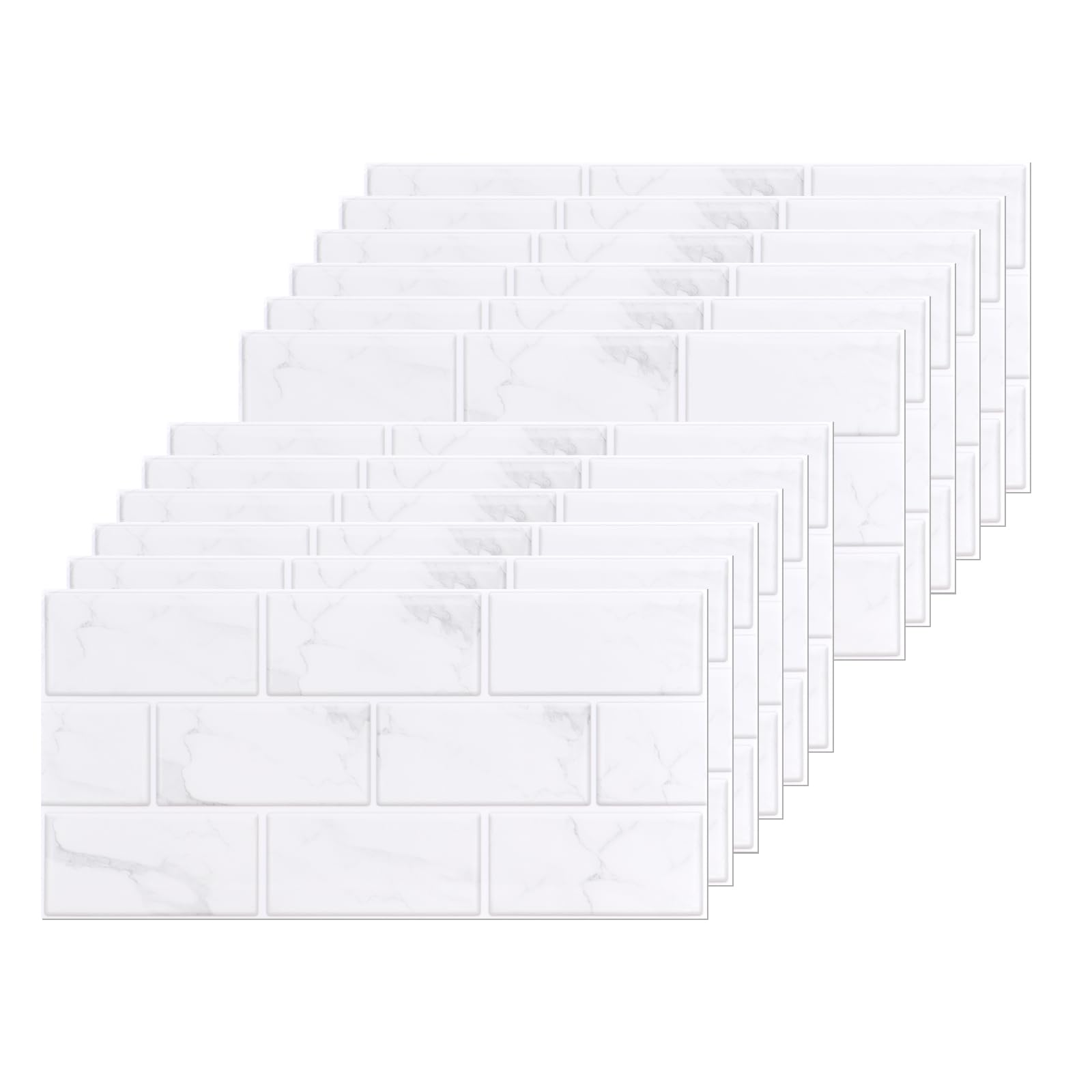 12 Piezas Cenefa Adhesiva Cocina, Azulejos Adhesivos Cocina, Vinilo Cocina, Vinilo Adhesivo pared Adecuado para Cocinas, Baños, Arte Mural y Decoración de Interiores(Blanco)