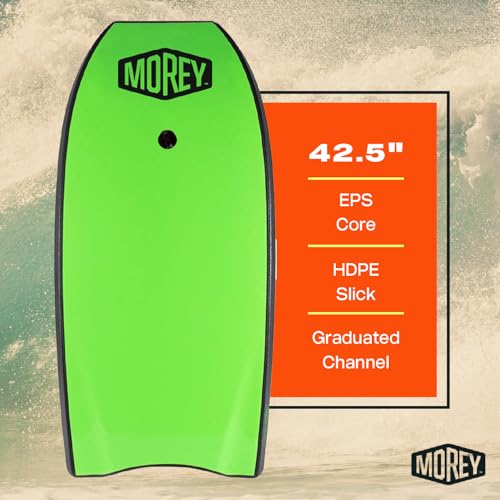 Morey Cruiser 42.5\" Bodyboard | High Performance Boogie Board for All Skill Levels | Phuzion Core, Crescent Tail, Coil Leash, Deck Contours, HDPE Slick Bottom for Beach and Surf