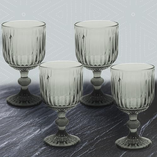 Lesser & Pavey Elements Smoke Wine Glass Set of 4 for Home Kitchen, Restaurant & Parties - Image 2
