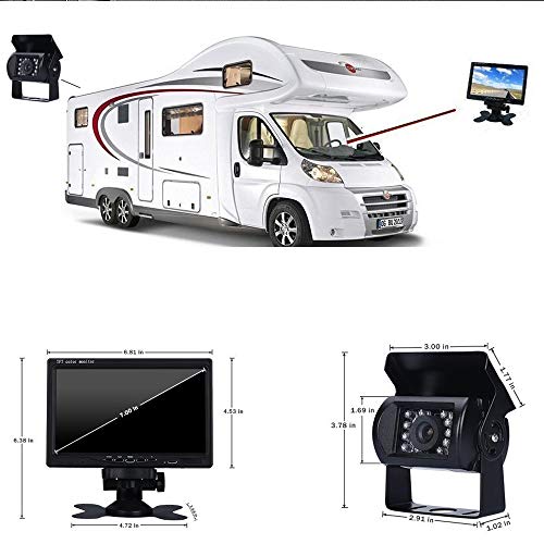 12 V-24 V 17,8 cm Auto TFT LCD-Bildschirm HD Monitor + Bus LKW-Anhänger 18LEDs IR-Nachtsicht...