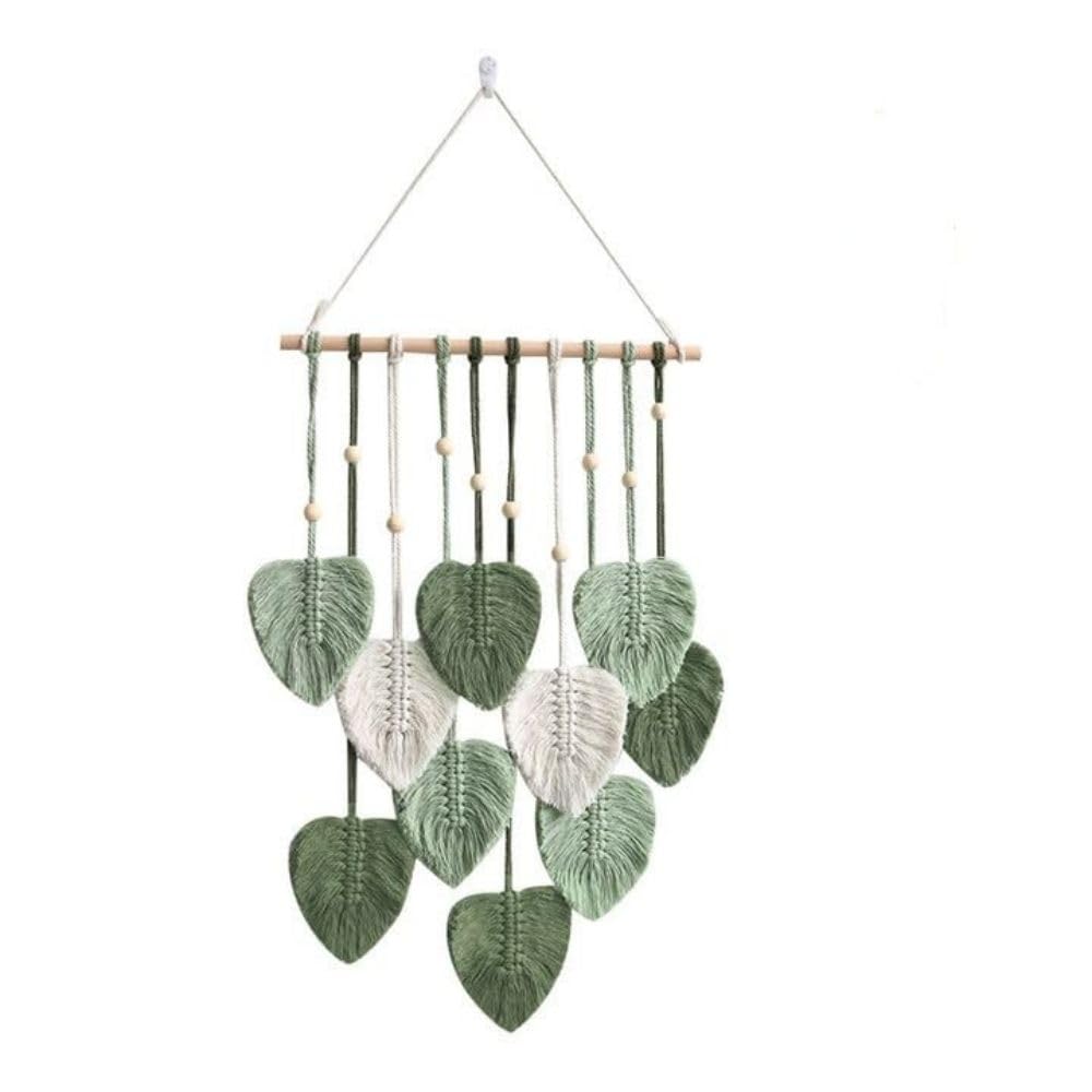 NALACAL Macrame Wall Hanging Decor,Chic Feather Boho Wall Decor,Handmade Yarn Woven Wall Art Decoration for Bedroom Nursery Home (Army Green, 40cm*90cm)