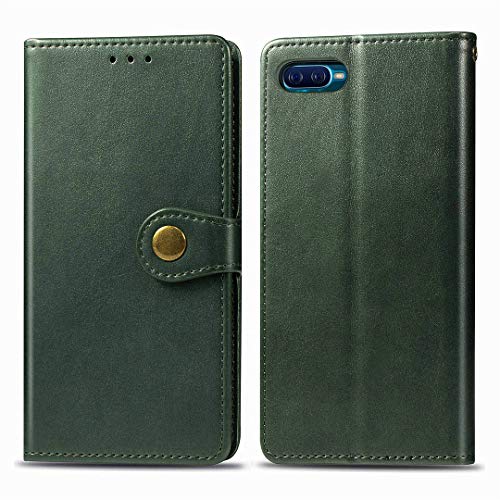 Funda Oppo K1 / R15X, de piel sintética de alta calidad, con cierre magnético redondo, ranuras para tarjetas, funda protectora con correa de mano para Oppo K1 / R15X, compatible con OPPO K1 / R15X