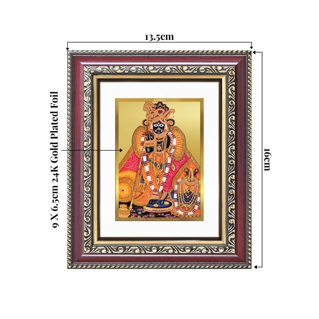 Image of DIVINITI Banke Bihari 24K Gold Plated Foil Wall and Tabletop Photo Frame for Home Decor, Puja Room, Luxury Gifting | DG Frame 105 S1 (16x13.5 CM)