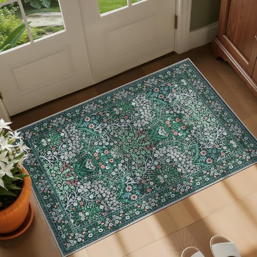 Tapete GarveeHome Boho Floral 2x3 Verde Oscuro miniatura 1