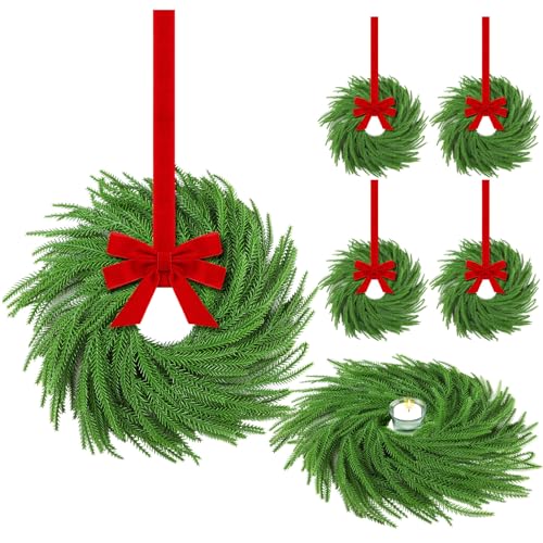 Hotop VEN-HOTOP-8671 6 Set Christmas Norfolk Pine Wreath Decoration Christmas Kitchen Cabinet Wreaths cover
