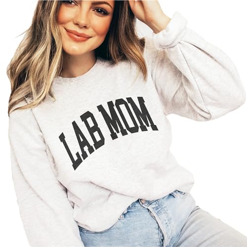 Lab Mom Varsity Sweatshirt, Cute Labrador Retriever Pet Parent Sweater, Lab Dog Mom Gift, Dog Lover Shirt, Unisex Womens Crewneck Sweatshirt2