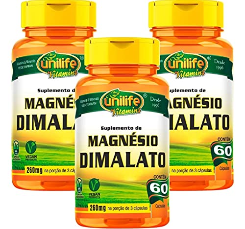 Kit 3 Magnésio Dimalato Unilife 60 cápsulas
