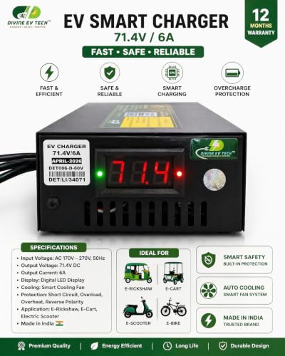 Image of Lithium Battery charger71.4 6 amper with Digital dispaly auto cutpff for E-scooty E-rikshwa (71.4 Volt 6 amper)
