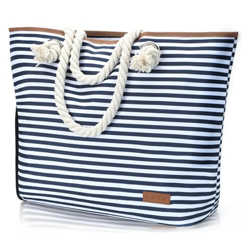 Lekespring Strandtasche Damen Groß mit Reißverschluss, Badetasche...