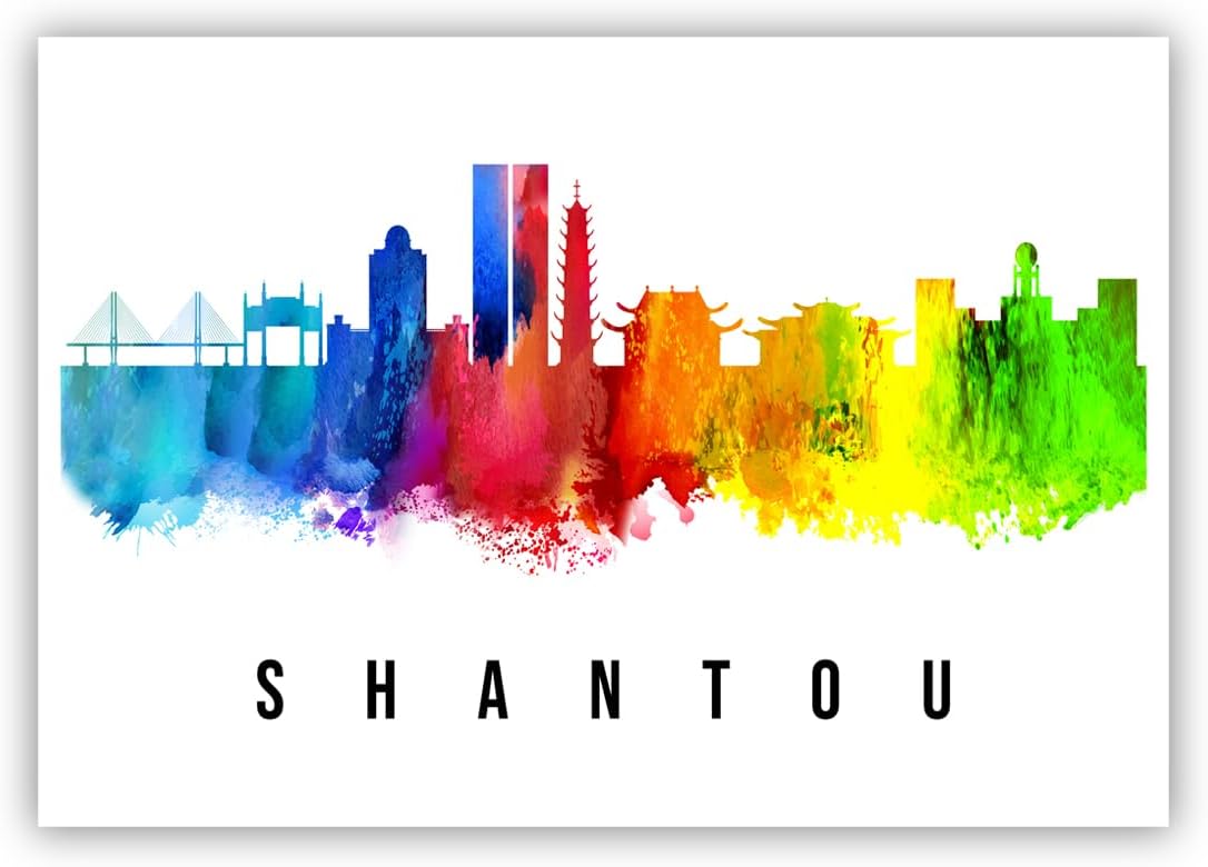Pera Print China Poster, China-Shantou Poster, China Illustration Skyline City Poster, Modern Skyline Poster, Cityscape and Landmark Print, Home-Office Wall Art Decoration